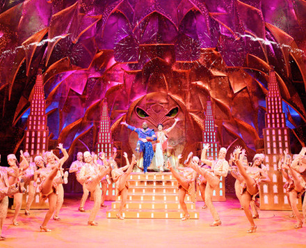 James Monroe Iglehart , Adam Jacobs and the original Broadway company of ALADDIN. Photo by Deen van Meer <br />Copyright SHIKI THEATRE COMPANY. ©Disney