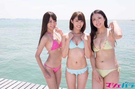 「ミスFLASH2019」グランプリ（左から）沙倉しずか、山岸奈津美、阿南萌花